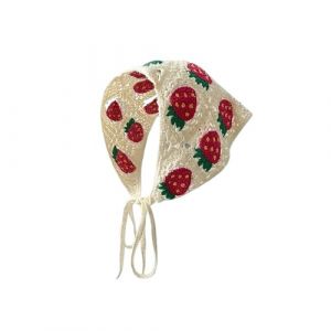 Foulard Triangle Cheveux Bandeau triangulaire fait main au crochet, fleur, fraise, foulard, chapeau, bandeau tricot&eacute; for filles, serviette(Color-04) (huxiaohong666, neuf)