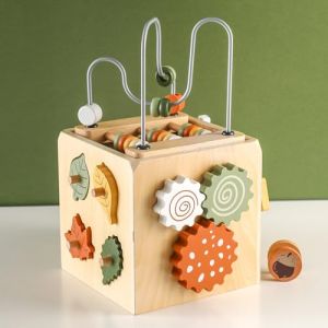 Smartwo Montessori Cube de Motricit&eacute; en Bois, Cube d'Activit&eacute; B&eacute;b&eacute;, Jouet Enfant Cadeau Noel et Anniversaire pour Gar&ccedil;ons Filles 2 3 4 Ans (OuterFun, neuf)