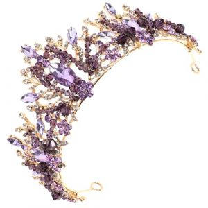 Hohopeti Couronne de Mari&eacute;e Violette en Cristal Diad&egrave;me D&eacute;licat pour Mariage Bijou de Cheveux pour Robe de Mari&eacute;e Accessoire &Eacute;l&eacute;gant pour F&ecirc;te Pi&egrave;ce Unique (Orcchid, neuf)