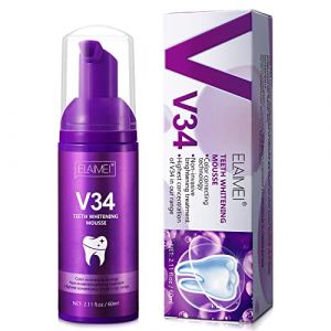 Dentifrice Violet pour Dents Blanches - Sérum Correcteur de Couleur V34, Booster de Blanchiment, Élimination des Taches de Café, Fumée et Dents Jaunes (Ying Hua Xing, neuf)