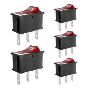 SCOOYUCK 5 Pièces Interrupteur à Bascule, Mini SPST 10mm x 15mm 3 Broches ON-ON, 12V 24V 125V 250V Interrupteur a Bascule, Pour Voiture Bateau Appareils Ménagers (SCOOYUCK, neuf)