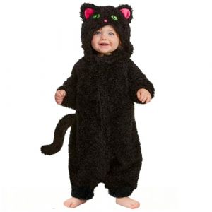 Beipegin Deguisement Chat B&eacute;b&eacute; Gar&ccedil;on Fille,Grenouillere Capuche en Velours Chaud pour Hiver Costume Chat Noir Deguisement Halloween Bebe 0-24 Mois (Bpeow eu, neuf)