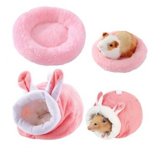 BSITSSS 2 PCS Maison pour Cochon d'Inde, Épaissir MaisonCochonD'inde Couleur Unie, Lit Cochon d'Inde Lsoler Rose, Accessoire pour CochonD'inde, Animaux Couchages Hiver Cabane pour Chinchillas (BSITSSS, neuf)