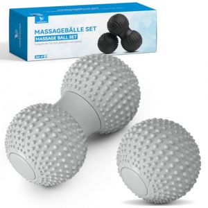 YANGTSUNG Set unique de 2 balles de massage diff&eacute;rentes, Massage de Trigger Point, Boule Myofasicale, Boule d'exercice, Balle de Massage Pour Masser les Pieds, dos, &eacute;paules, Bras, gris (Yangtsung EU, neuf)