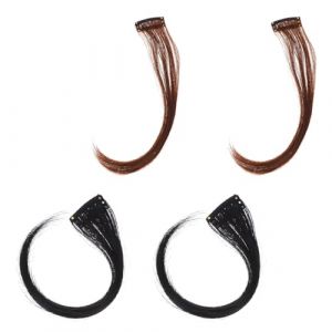 Cabilock Perruques &agrave; Frange Boucl&eacute;e 4 Pi&egrave;ces Naturelles 25 CM Noir Naturel et Ch&acirc;tain Clair Extensions de Cheveux Volume pour Visage Ovale C&oelig;ur Carr&eacute; Ronde Usage Quotidien (Nadine Quick, neuf)