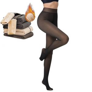 Collant Polaire Femme Grande Taille - Legging Élasticité Effet Transparent S-M, L-XL, XXL - Chaleureux (01-Noire Peau XXL) (Suqing, neuf)