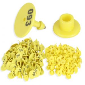 Étiquettes D'oreille De Bétail, 001-100 étiquettes D'oreille Numérotées étiquettes D'oreille De Bétail En Plastique Pour Moutons Bovins Veau Porc Carte D'identification Animale Ronde Accessoire De Bét (KnowStoree, neuf)