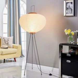 Lampe de sol en papier de riz japonais,Lampe de sol Akari,Lumière de style Japandi confortable•Lumières ambiante en papier de riz,Lumière de style Wabi Sabi pour chambre à coucher,salon,bureau (LUCKMAMA, neuf)