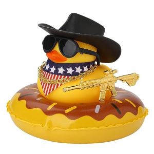 Stronrive Jouets Canard Jaune Voiture D&eacute;coration Canard Jouet, Voiture Canards Squeak Accessoires D&eacute;coration avec Chapeau Anneau Bain Collier Lunettes Soleil pour La D&eacute;coration (Stronrive, neuf)