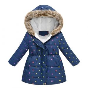 SoLu DAY8 Manteau Hiver Fille Chaude Capuche Zippée 2-8 ans Veste Polaire Enfant Fille épaisse Parka a la Mode Top Haut Fille Manche Longue Casual Sport Vacances Coupe-Vent (Dark Blue, 2-3 ans) (SoLu DAY8, neuf)
