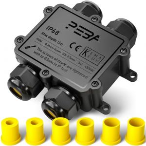 PEBA® Boîte de dérivation étanche IP68 - Etanche Boîte de Jonction - Boîtier de raccordement électrique 4 voies pour câble de Ø4-14mm - Connecteurs de Câbles Étanches,Parfait pour câble extérieur (PEBA-EU, neuf)