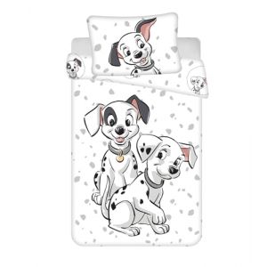 Jerry Fabrics Parure de Lit 101 Dalmatiens pour Lit Bébé ou Petit Lit, Housse de Couette 100x135 cm + Taie d'oreiller 40x60 cm, Réversible (DYLAN HOME PRESTIGE, neuf)