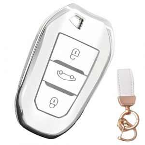 NEUHOO Accessoire de voiture compatible avec Fiat 600 600e 2023-2024 2025 - Coque de clé et porte-clés - En silicone, Blanc (1), S (Shenzhen Puxin Electronics Co., Ltd., neuf)