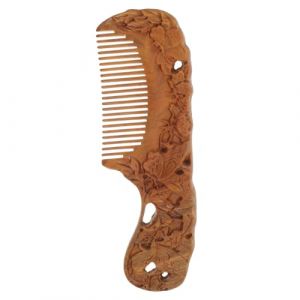 Mikinona Peigne de Massage Portable Bois de Santal Peigne Détachant à Motif Floral à pour Cheveux et (Dawn Cedar, neuf)