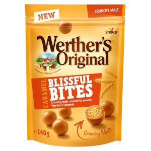 Werther's Original Caramel Crunchy - 1 x 140 g - Boules croustillantes a&eacute;r&eacute;es au malt envelopp&eacute;es de caramel doux et cr&eacute;meux Werther's (DDC UNIVERSAL STORE, neuf)