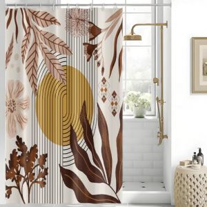 Rideau Douche Abstrait, Uiiooazy Rideau Douche Anti Moisissure 150x200cm Abstrait Soleil Gelb Fleur Rose Rideaux de Baignoire Tissu Lavable Imperm&eacute;able Polyester Rideaux Salle de Bain avec 10 Crochets (dongguibinjingpinxiaodianpu, neuf)