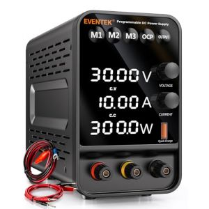 Alimentation de Laboratoire, Eventek 30V 10A Alimentation Stabilisée DC Réglable et Programmable avec Affichage LED à 4 Chiffres, 5V/3.6A Protections Multiples Port USB, Bouton de Sortie encodeur (Ayhh-official, neuf)