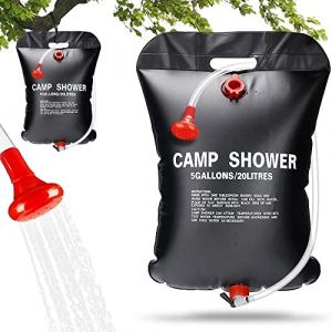 Umllpet Sac de douche solaire, 5 gallons / 20 l - Sac de douche portable - Chauffage solaire - Sac de douche de voyage - Sac à eau solaire pour l'extérieur, le camping, la randonnée (Umllpet, neuf)