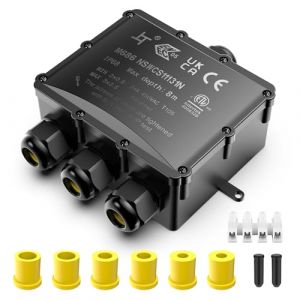 IP68 Boîte de Jonction Étanche, Connecteur Etanche 4 Fils, Boîtier de Raccordement Électrique, Boîte de Distribution Extérieure Étanche de Câble 4-8mm pour Jardin, Toit, Sol, Noir (acdcfwfcf, neuf)
