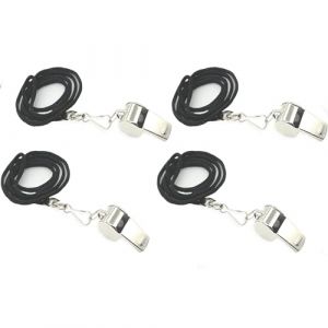 Lot de 4 Sifflets en Acier Inoxydable, Sifflet de Sport, Sifflet D'arbitre en Acier Inoxydable, Sifflet D'arbitre, Parfait pour Les Arbitres, les Entra&icirc;neurs, Les Policiers, Les Sports de Plein Air (FIBOUND EU, neuf)