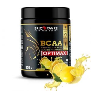 BCAA OPTIMAX POUDRE - Essentiel pour la Pr&eacute;paration, R&eacute;cup&eacute;ration - Entra&icirc;nements Efficaces, Performances Accentu&eacute;es - HMB, Glutamine, Glycine, Vitamines - 330 Gr (Saveur Citron) - Eric Favre (Eric Favre - Boutique Officielle, neuf)