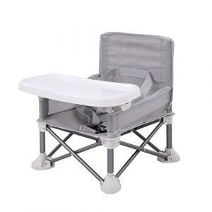 PandaEar Rehausseur Chaise Enfant | Chaise de Siège Portable Baby Pop Sit | Pli Compact avec Sangles Pour une Utilisation Intérieure/extérieure | Evolutif dès 6 mois, Sac Transport (Gris) (PandaEar, neuf)