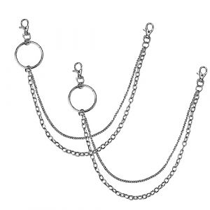 2 Pièces Chaîne Porte-Clés Portefeuille Chaîne Avec Mousquetons Multifonction(Argent) (yangyuyudeouzhoudianpu, neuf)