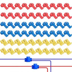 HABNI Connecteur Electrique Rapide 60 Pi&egrave;ces Cosse Electrique Automobile, Connecteurs Rapides, Connecteur D&eacute;rivation Auto-D&eacute;nudants Rapide, Scotch Verrouillage Connecteurs (Rouge, Bleu, Jaune) (XIANXIAN LI, neuf)