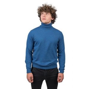 DALLE PIANE CASHMERE - Col roul&eacute; en Cachemire m&eacute;lang&eacute;, Made in Italy - Homme, Couleur: Blu Royal, Taille: S (Dalle Piane Cashmere, neuf)
