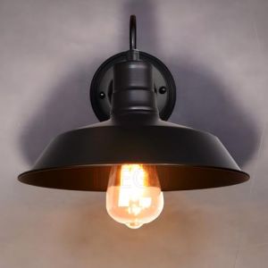 iDEGU Applique Murale Industrielle E27 Lampe Murale Noir Edison Design M&eacute;tal Plafonnier Luminaire R&eacute;tro Applique Int&eacute;rieure Vintage D&eacute;coration pour Salon Chambre Cuisine Caf&eacute;, 26 CM (IDEGU, neuf)