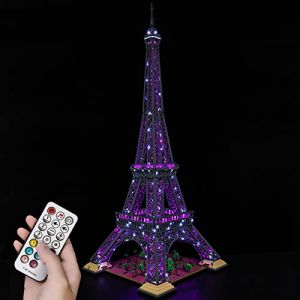 Hosdiy Upgrade Jeu de Lumi&egrave;re - T&eacute;l&eacute;commande Kit d'&eacute;clairage &agrave; LED Compatible avec Lego-Tour-Eiffel-10307 Mod&egrave;le (Seul Lumi&egrave;re, sans Mod&egrave;le) (Standard RC Lumiere) (Lestem, neuf)