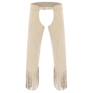 Alvivi Chaps Costume Cow-Boy Ouvert Entrejambe Homme Chaps Pantalon De Cow-Boy Western &Agrave; Franges Carnaval Rave Clubwear Beige M (Acfunny-eu, neuf)