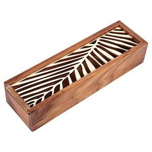 HERCHR Plumier Rectangulaire, Boîte à Stylos en Bois, Boîte à crayons en bois,petite boite en bois,Boîte à Crayons en Bois avec Couvercle Coulissant Boite de Rangement pour le Bureau, 19,2 x 5,5 x4cm (KnowStoree, neuf)