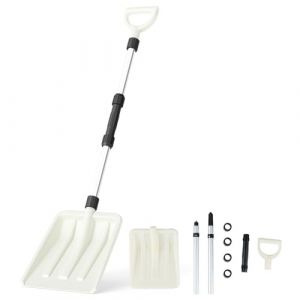 COSTWAY Pelle &agrave; Neige Large de 26 cm, Outil de D&eacute;neigement L&eacute;ger avec Poign&eacute;e Ergonomique Manche en Aluminium Robuste, Grattoir &agrave; Glace d'urgence pour Garage All&eacute;e Voiture (Blanc) (FDS GmbH, neuf)