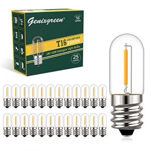 E14 Village LED Ampoule, T16 Mini Tube Ampoule 1W &eacute;quivalente 10W, 50LM 2200k Ampoule de nuit Ambre, utilis&eacute; pour le r&eacute;frig&eacute;rateur, Christmas, la veilleuse et la machine &agrave; coudre, 25 Pack (Genixgreen, neuf)