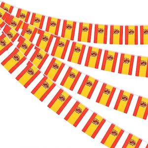 AhfuLife 10M Guirlande Drapeau Espagnole 4Pcs Banderole Drapeau Espagnol pour Decoration Coupe du Monde F&ecirc;te Nationale Euro Foot Match Stade Bar Jardin (echoapple, neuf)