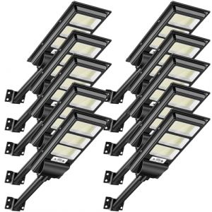 Hondony 10Pack 300W Lampe Solaire Exterieur,White Light 6500K DéTecteur de Projecteur LED Jardin Lampe avec TéLéCommande, IP65 Impermable Pour Rue Garage Éclairage public (Bestern, neuf)
