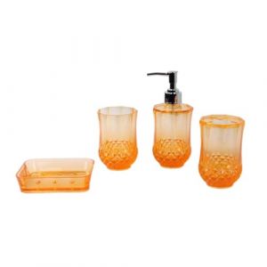 SUIOPPYUW Ensemble de salle de bain haut gamme avec comptoir, brosse &agrave; dents, gobelet, porte-savon, distributeur savon, accessoires salle bain en acrylique pour dortoir, Orange (excluosive, neuf)