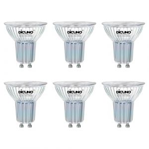 DiCUNO Ampoule LED GU10 5W &Eacute;quivalent 50W Halog&egrave;ne, Blanc neutre 4000K, 600lm, GU10 LED 230V, Spot MR16 sans scintillement, Faisceau 40&deg;, Lampe &agrave; R&eacute;flecteur Non-dimmable, Verre, Lot de 6 (DiCUNO EU Direct, neuf)