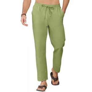 CheChury Pantalon Homme en Lin et Coton Ete Pantalon Decontracte avec Poches Cordon Pantalon Ample Yoga Pants Casual Pantalon de Plage Léger Respirant Pantalon d'Été Long Pantalon Homme Sport (Sofenny, neuf)