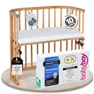 babybay Original lit cododo en Bois de h&ecirc;tre Massif/Compact et modulable/Hauteur du lit r&eacute;glable en continu/lit b&eacute;b&eacute; &eacute;volutif (c&oelig;ur de h&ecirc;tre huil&eacute;) / avec Matelas (babybay, neuf)
