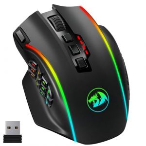 Redragon M901PKS Impact RGB Souris de Jeu sans Fil, 16 000 DPI, 2.4G/USB-C MMO sans Fil Ergonomique avec 16 Boutons programmables, 12 Boutons latéraux, jusqu'à 70 Heures (Rose Fabric, neuf)