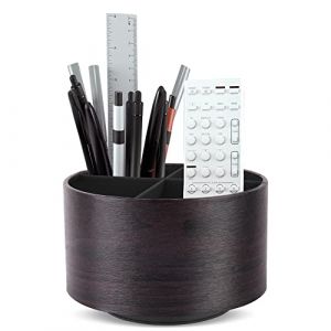 Czzmy Rotation range t&eacute;l&eacute;commande,Circulaire Support de t&eacute;l&eacute;commande en PU Cuir avec 4 Compartiments,Organisateur de bureau multifonction pour TV telecommande,Lunettes,Crayons(1-Brun fonc&eacute;) (guangzhouchuanzhizhumaoyiyouxiangongsi, neuf)