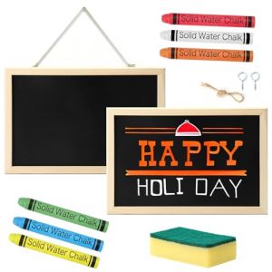 HENGBIRD Lot de 2 petits tableaux noirs pour enfants, tableau craie 20 x 30 cm, tableau noir craie, tableau a craie, à suspendre pour conférences, écoles, magasin (yinghonghuwaiyongpin, neuf)