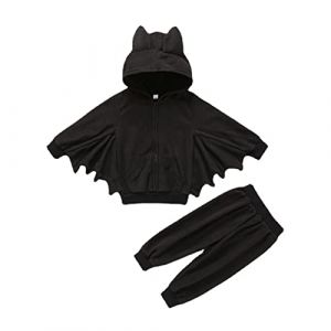 Jinitaimei 2 Pièces Ensemble Deguisement Halloween Enfant, Halloween Costume, Ensemble de Chauve Souris à Capuchon Amusant avec Chapeau d'oreille comme Costume d'halloween Nouveau-né 0-4 Ans (DoraHe, neuf)