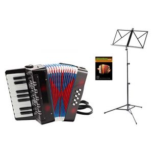 Classic Cantabile Bambino Set d&rsquo;Accord&eacute;on Enfant (accord&eacute;on enfant 8 basses avec 17 notes, sac & sangle d&rsquo;&eacute;paule incl. pupitre & &eacute;cole) Noir (Maison de la musique Kirstein, neuf)