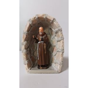 Generico ArteSacraCaravaggio Grotte pour statue artisanale en marbre ivoire 16,5 x 11,5 cm avec statue de Saint Padre Pio da Pietrelcina 12,5 cm de production italienne (ArteSacraCaravaggio, neuf)