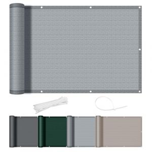 AXT SHADE Brise Vue Balcon 90x600cm HDPE Cache Vue Balcon Protection UV Opaque Résistant aux Contre Vent avec Trous et Serre Câbles pour Exterieur Terrasse-Gris Clair (Vanilla Home, neuf)