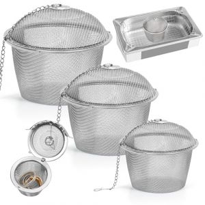 Winter Shore Panier en Inox pour Nettoyage Ultrasons [Lot de 3] - Nettoyeur Ultrason Bijoux - Bac Ultrasons pour Nettoyage d'Accessoires - Boule Rotative en Maille avec Couvercle & Cha&icirc;ne &agrave; Crochet (Honey Shuffle, neuf)