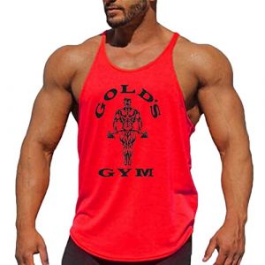 Débardeurs Fitness Et Musculation Workout Tank Top Homme Sport Respirant sans Manches Gym T Shirt Maillot de Corps Tank Top Fitness,Rouge,L (DaiHan, neuf)